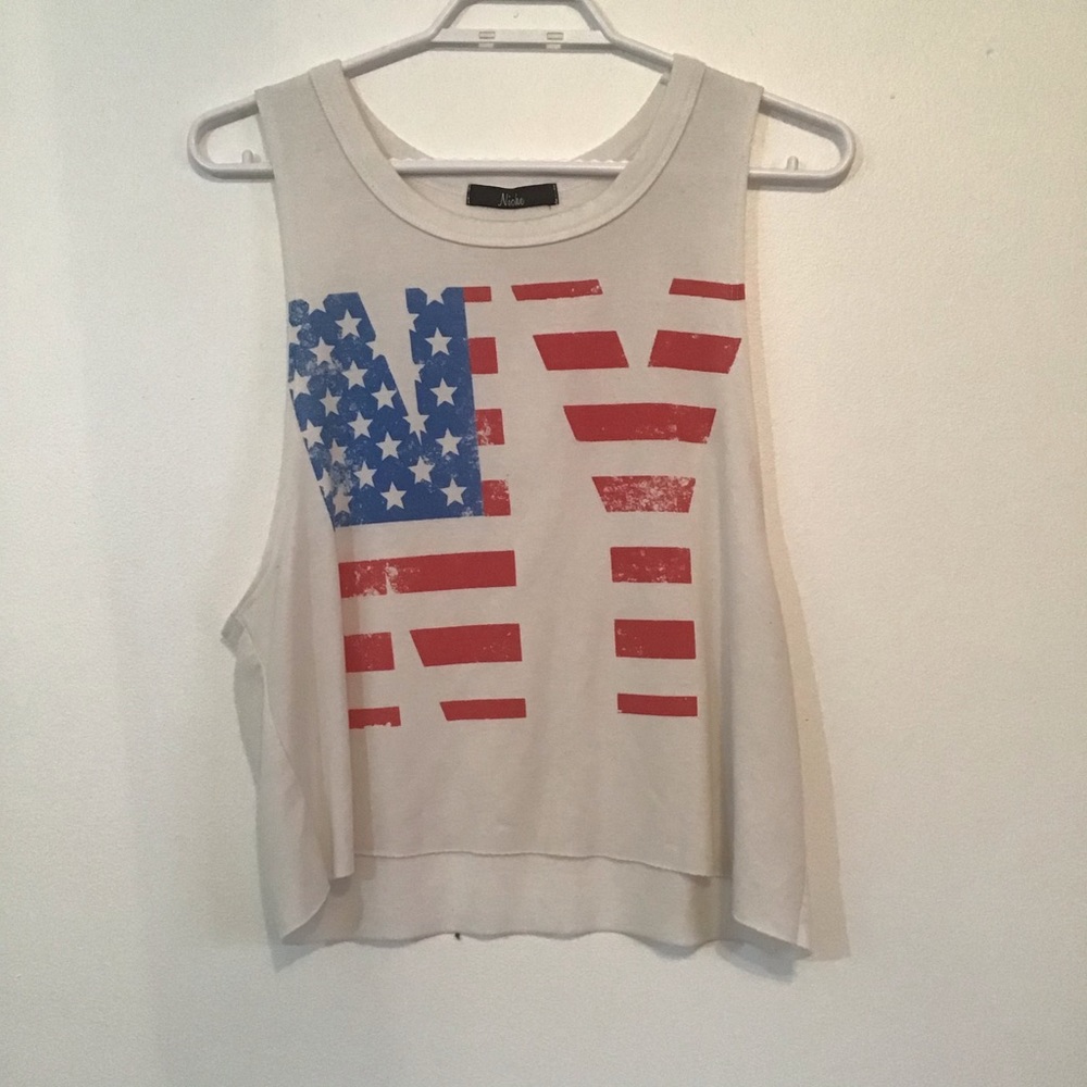 Niche Red/White/Blue Cropped Muscle Tank